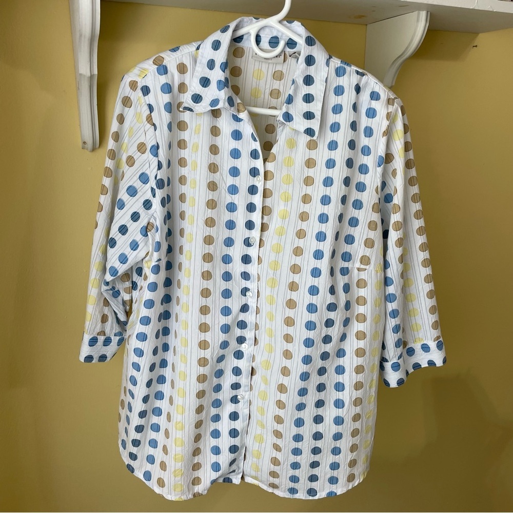 Kim Rogers Polka Dot Button down Blouse